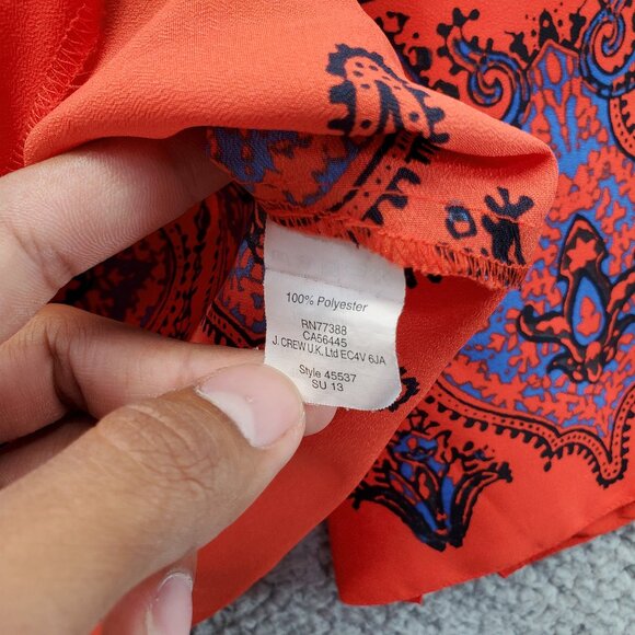 J. Crew Paisley Dervish Tunic Red Blouse Small - Picture 6 of 9